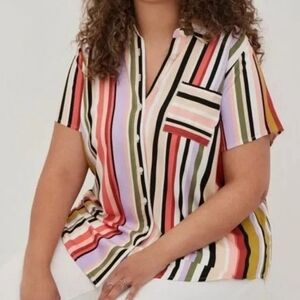 Torrid Colorful Stripe Challis Button Down
